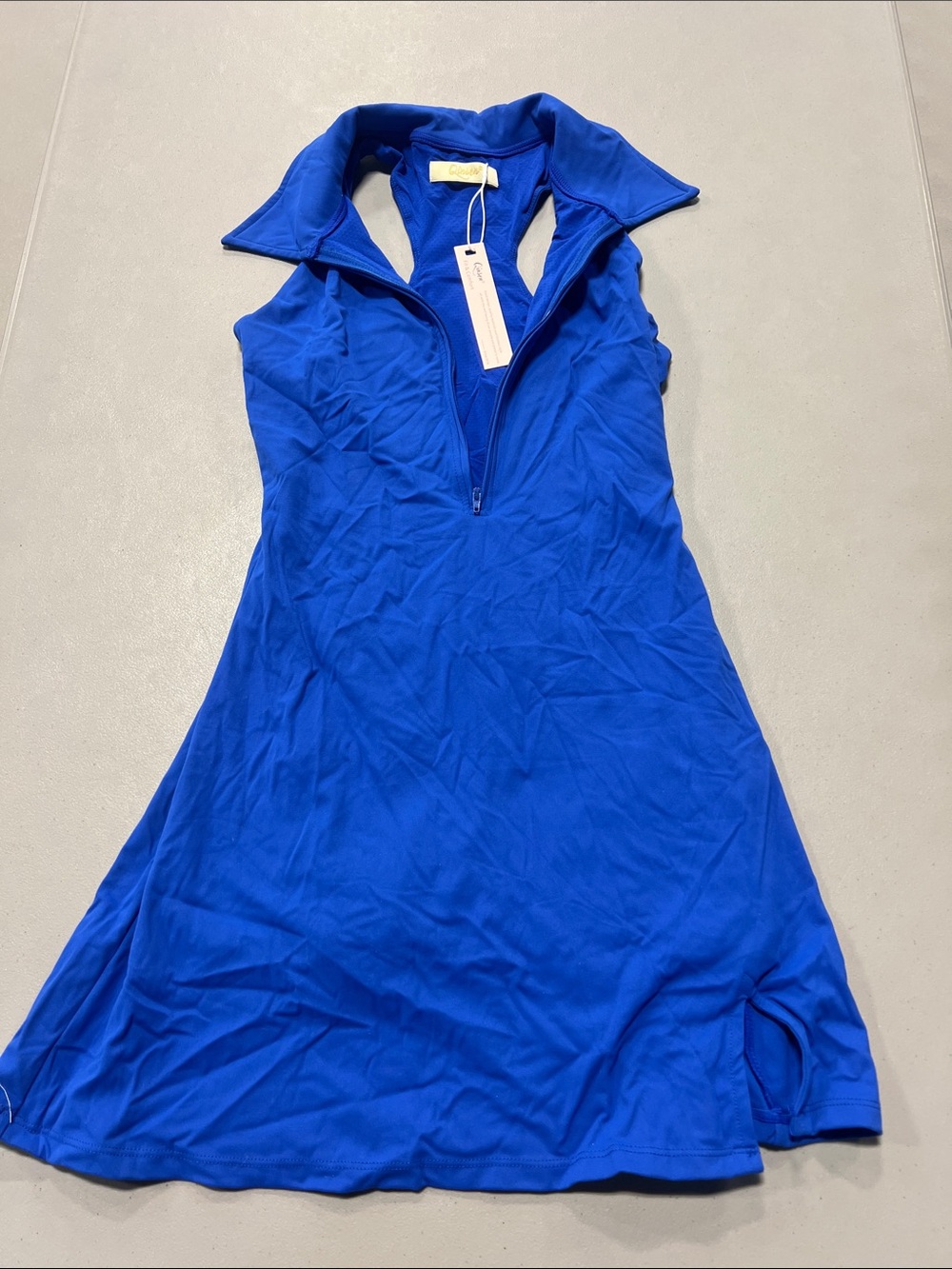 Women's Royal Blue Halter Zip-Front Dress